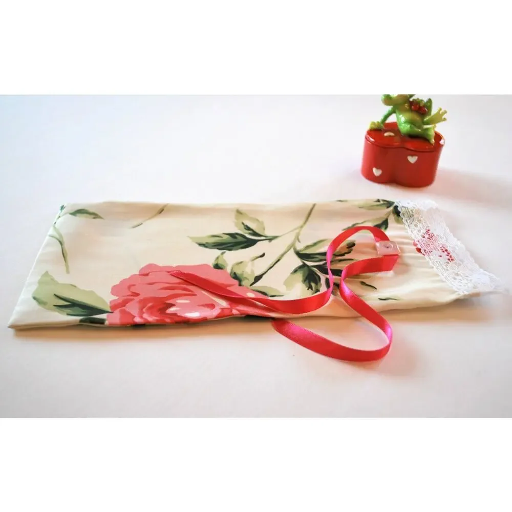 Handmade Rose and Lace Wine or Champagne Wine Sleeve, Wedding Gift Bag